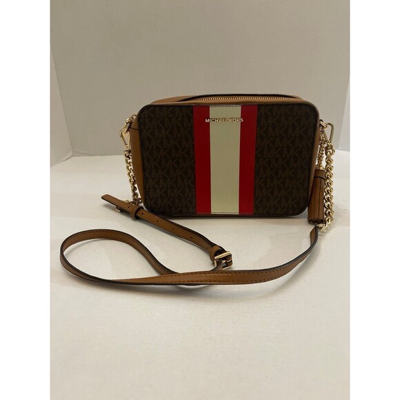 Michael Kors Jet Set Medium Logo Stripe Camera Bag - Picture 1 of 10